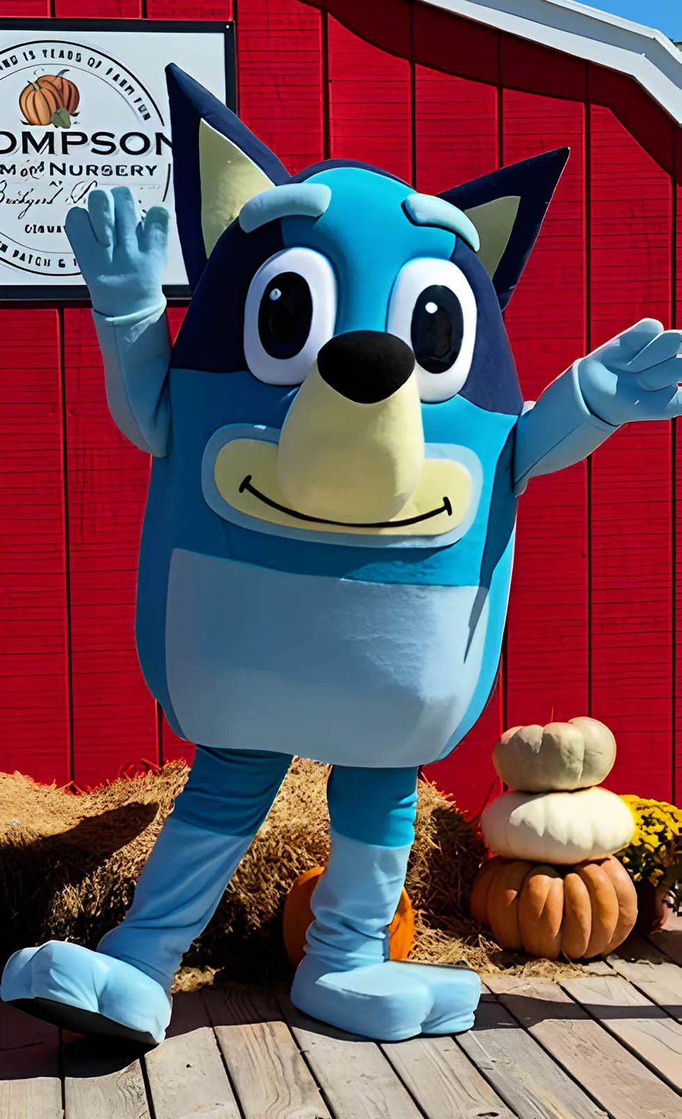 Bluey mascot character a blue puppy.